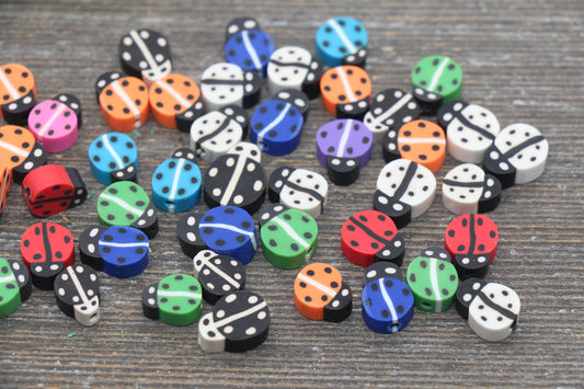 Ladybug Polymer Clay Beads, Assort Lady Bug Clay Beads, Jewelry Beads, Bead for Bracelet #222