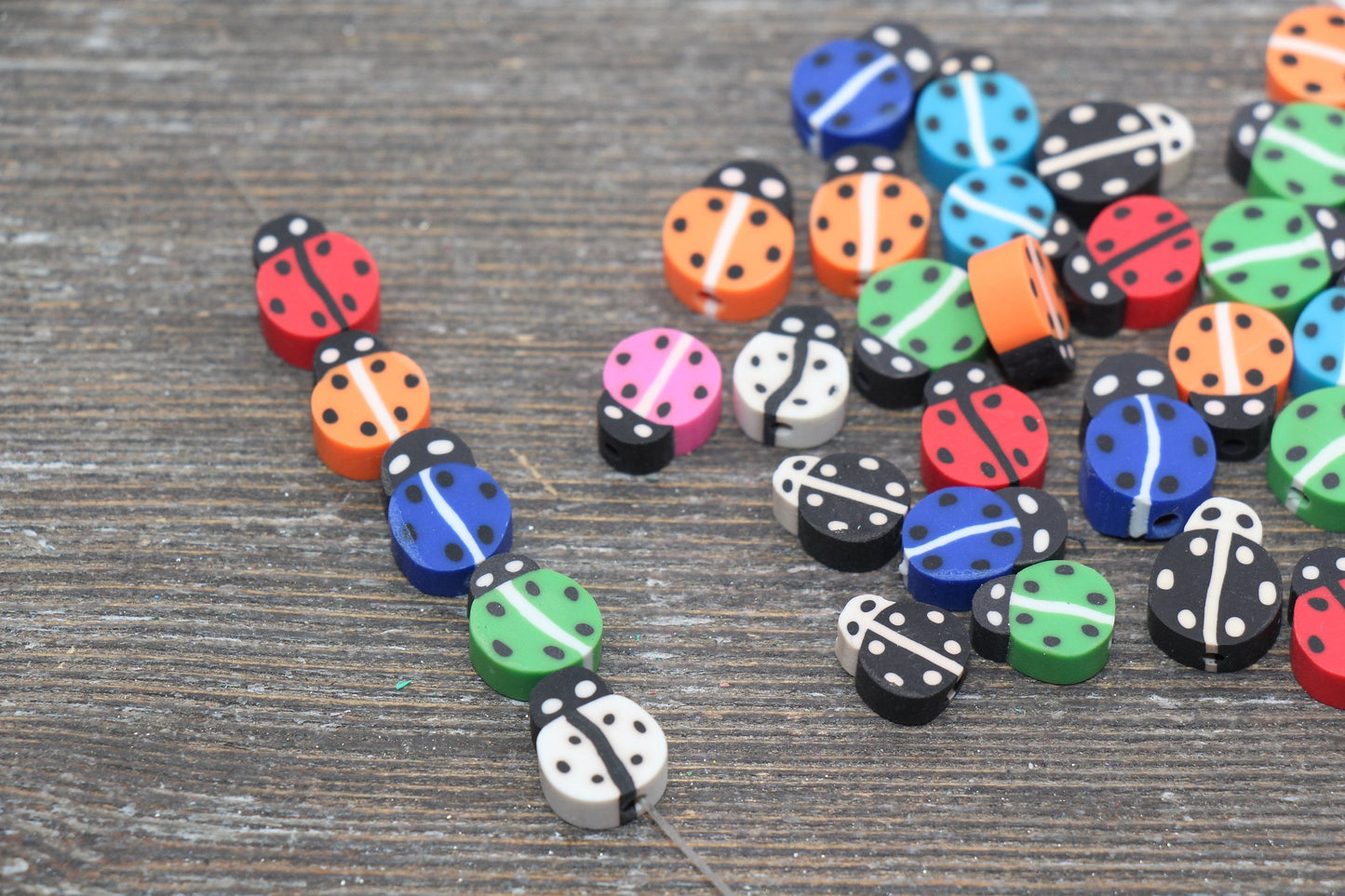 Ladybug Polymer Clay Beads, Assort Lady Bug Clay Beads, Jewelry Beads, Bead for Bracelet #222