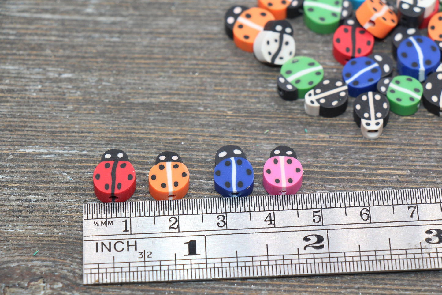 Ladybug Polymer Clay Beads, Assort Lady Bug Clay Beads, Jewelry Beads, Bead for Bracelet #222