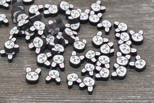 Kawaii Bunny Polymer Clay Beads, Cute Bunny Clay Beads, Bunny Clay Loose Beads, Jewelry Beading Supplies, Clay Beads #200