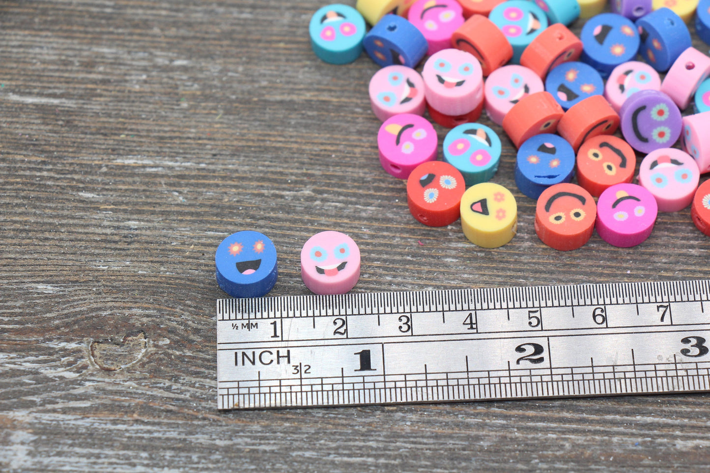 Emoji Polymer Clay Beads, Emoji Fimo Cane Beads, Assorted Emoji Beads, Smiley Face Beads, Facial Expression Beads #210