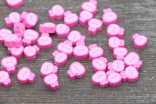 Kawaii Bunny Polymer Clay Beads, Pink Bunny Clay Beads, Bunny Clay Loose Beads, Jewelry Beading Supplies, Clay Beads #209