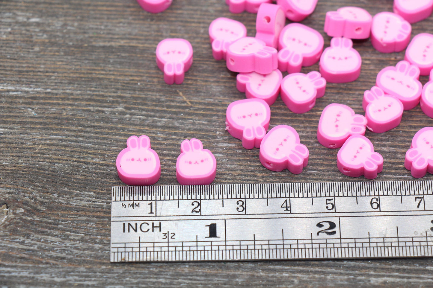 Kawaii Bunny Polymer Clay Beads, Pink Bunny Clay Beads, Bunny Clay Loose Beads, Jewelry Beading Supplies, Clay Beads #209