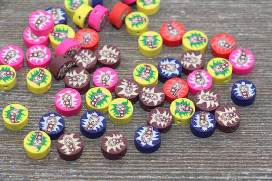 Polymer Clay Beads, Fimo Cane Beads, Assorted Emoji Beads, Facial Expression Beads #211