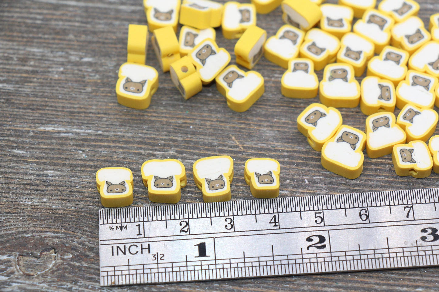 Bread Polymer Clay Beads, Sliced Bread Clay Beads, Kawaii Bread Clay Beads, Jewelry Beads, Beads for Bracelet #214