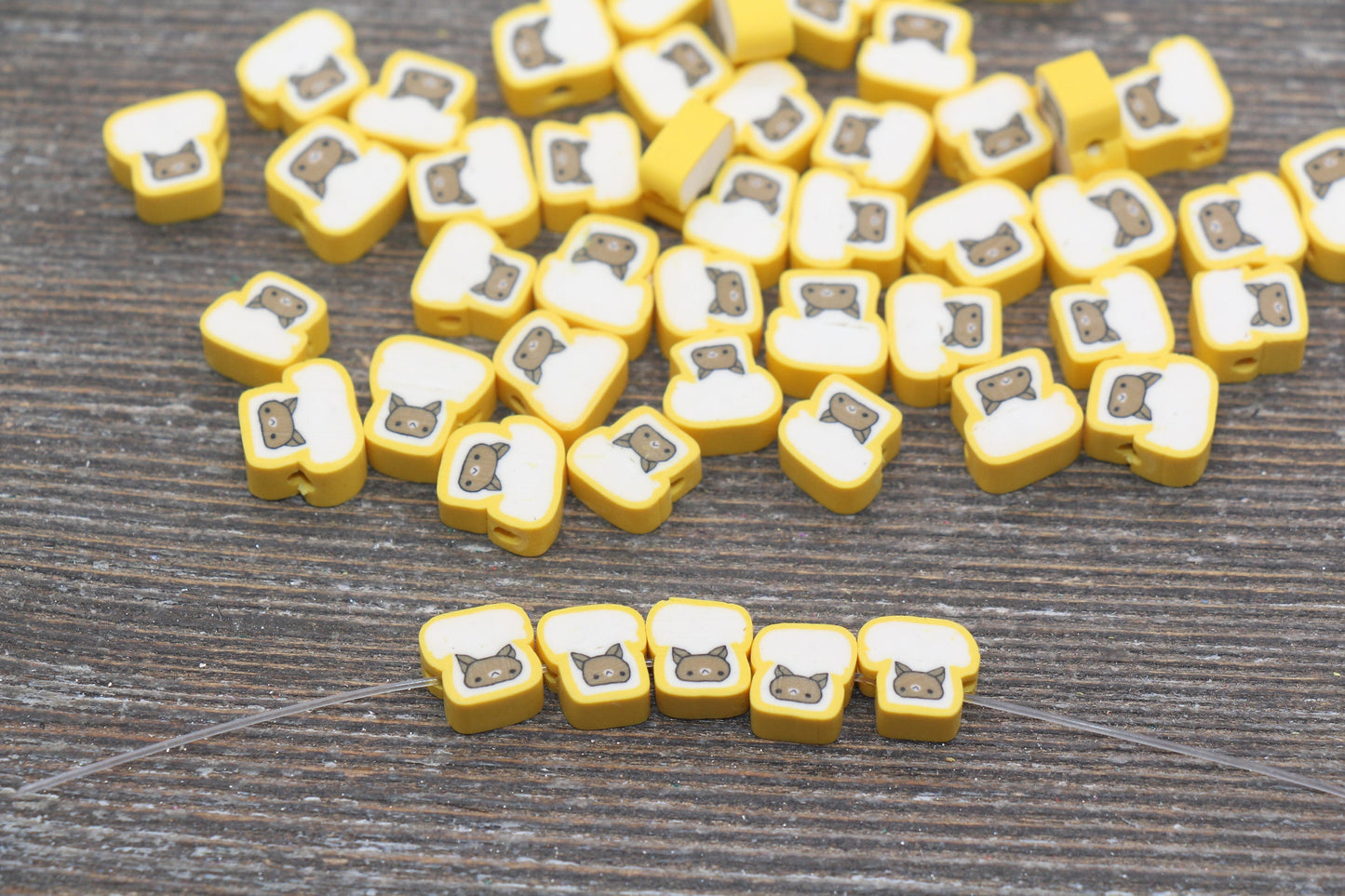 Bread Polymer Clay Beads, Sliced Bread Clay Beads, Kawaii Bread Clay Beads, Jewelry Beads, Beads for Bracelet #214