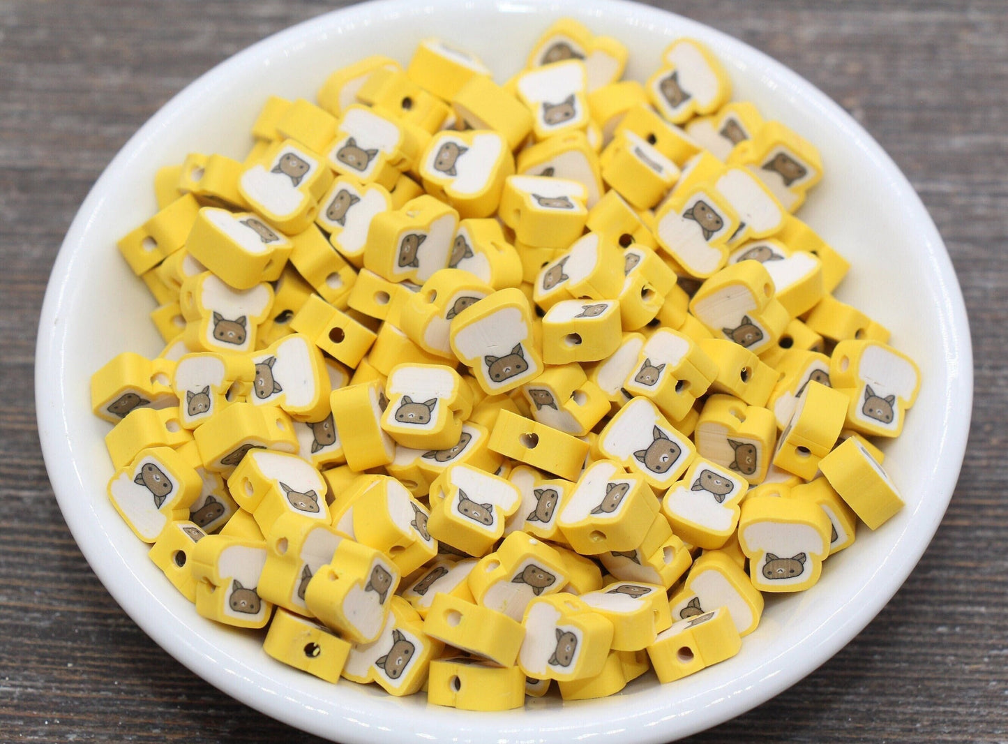 Bread Polymer Clay Beads, Sliced Bread Clay Beads, Kawaii Bread Clay Beads, Jewelry Beads, Beads for Bracelet #214