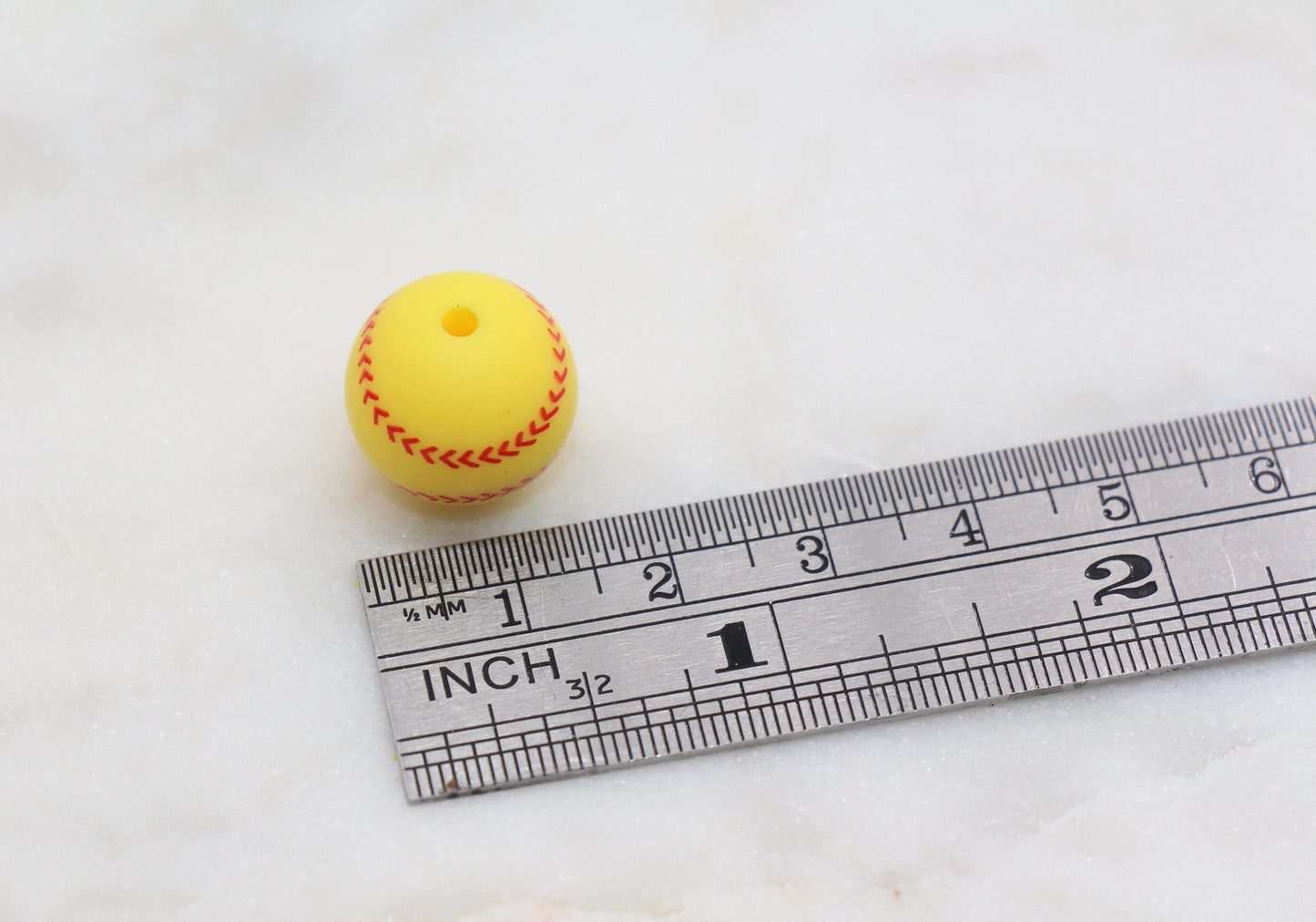 Softball Silicone Beads, Sports Print Silicone Beads, Round Sports Ball Beads, Chunky Beads, Silicone Beads #246