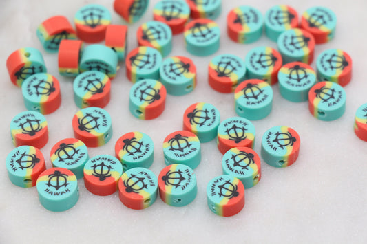 Hawaii Polymer Clay Beads, Sea Turtle Clay Beads, Jewelry Beading Supplies #255