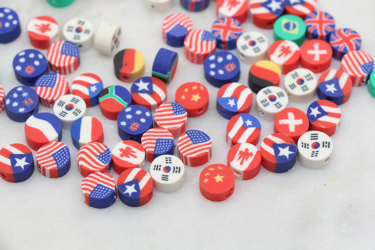 National Flag Clay Beads, Countries Flag Polymer Clay Beads, Round Clay Beads, Jewelry Beads, Bead for Bracelet #259