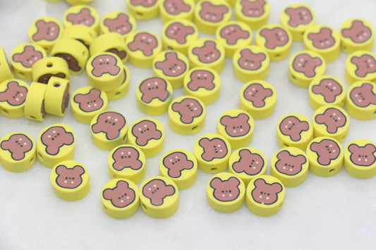 Kawaii Bear Polymer Clay Beads, Bear Clay Beads, Jewelry Beads, Bead for Bracelet #261