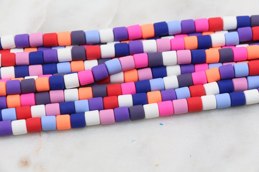6mm Wide Column Chunky Polymer Clay Beads, Multicolor Heishi Spacer Beads, Clay Tube Beads, Barrel Beads Heishi Beads #452