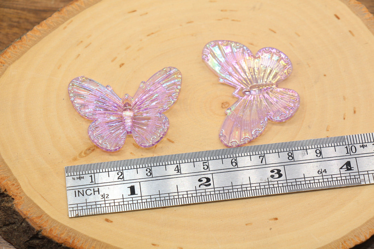 Purple Large Butterfly Pendants, Iridescent Butterfly Pendants, AB Transparent Acrylic Butterfly, Jewelry Making #2650