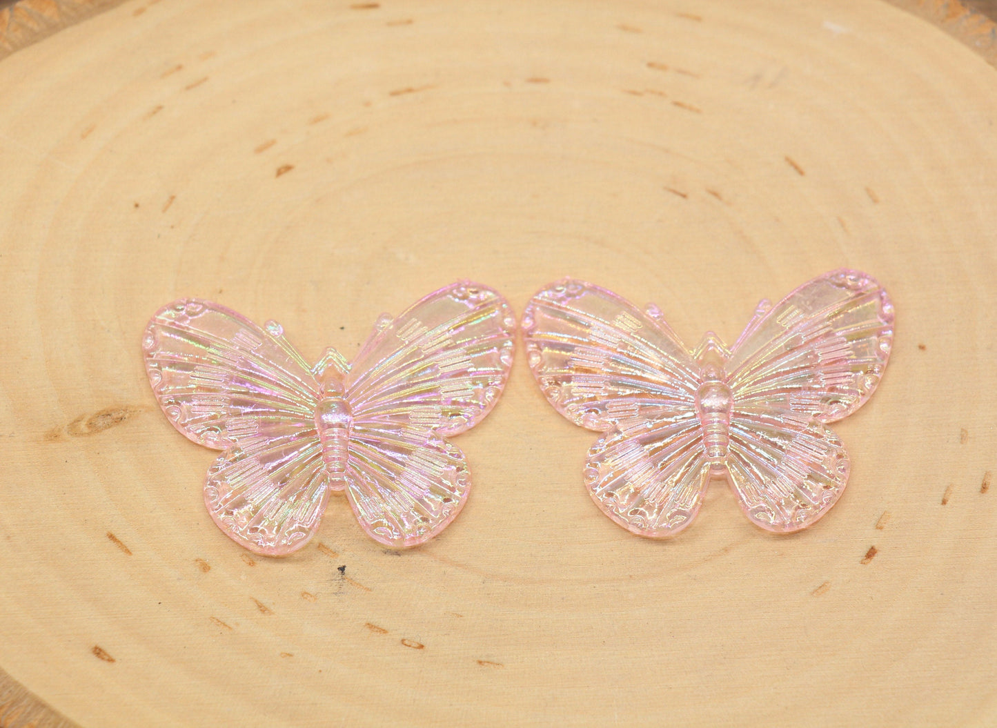 Pink Large Butterfly Pendants, Iridescent Butterfly Pendants, AB Transparent Acrylic Butterfly, Jewelry Making #2652