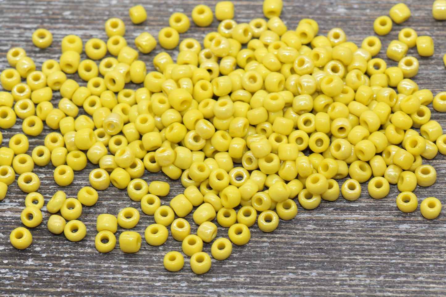 Glossy Glass Seed Beads, 4mm 6/0 Glass Round Seed Beads, Yellow Opaque Seed Beads, Rocailles Beads, Beading Supplies #1183