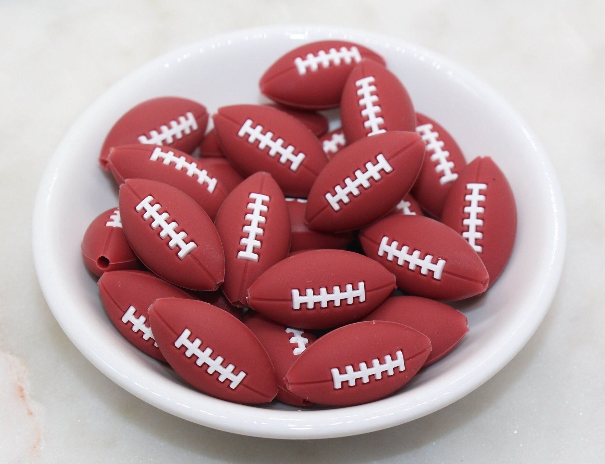 Football Silicone Beads, Sports Print Silicone Beads, Soft Sports Ball Beads, Chunky Beads, Silicone Beads #243