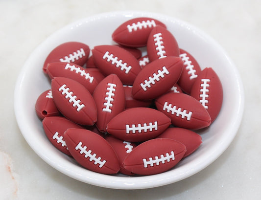 Football Silicone Beads, Sports Print Silicone Beads, Soft Sports Ball Beads, Chunky Beads, Silicone Beads #243