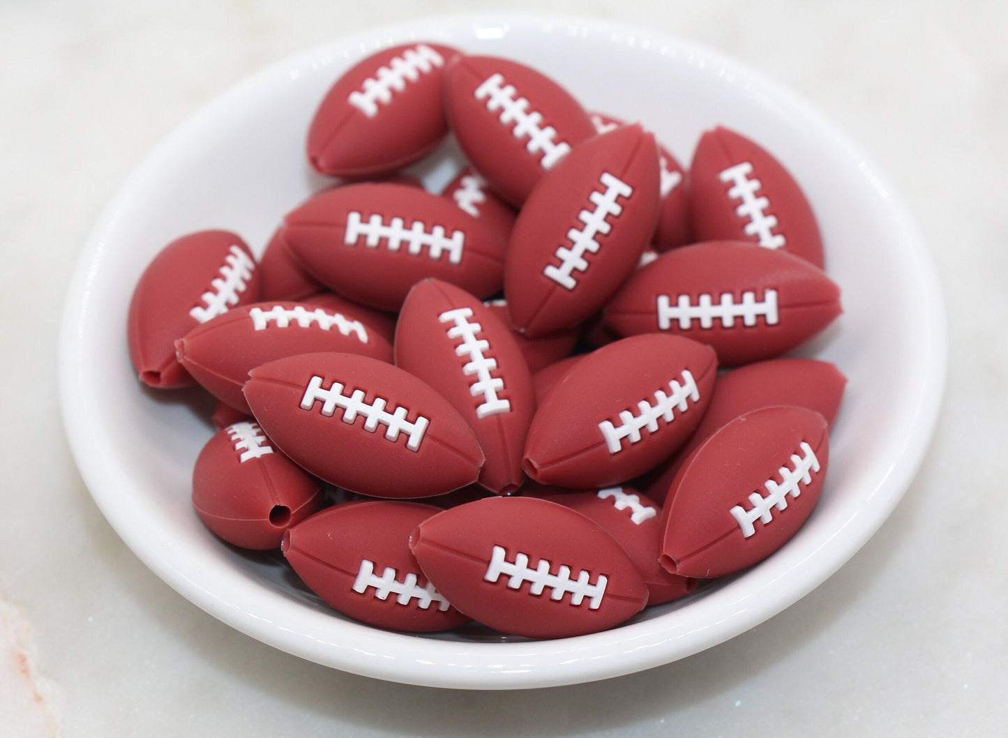 Football Silicone Beads, Sports Print Silicone Beads, Soft Sports Ball Beads, Chunky Beads, Silicone Beads #243