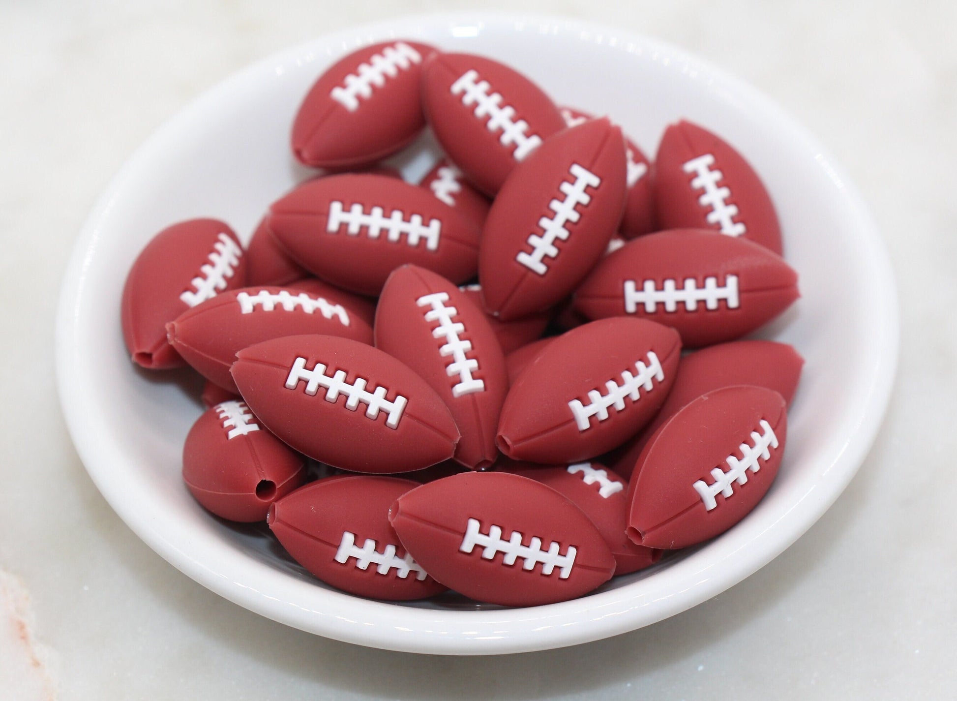 Football Silicone Beads, Sports Print Silicone Beads, Soft Sports Ball Beads, Chunky Beads, Silicone Beads #243