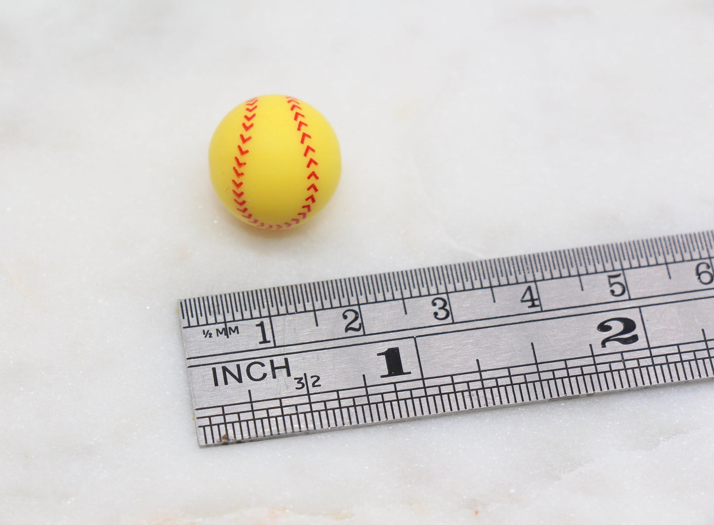 Softball Silicone Beads, Sports Print Silicone Beads, Round Sports Ball Beads, Chunky Beads, Silicone Beads #246