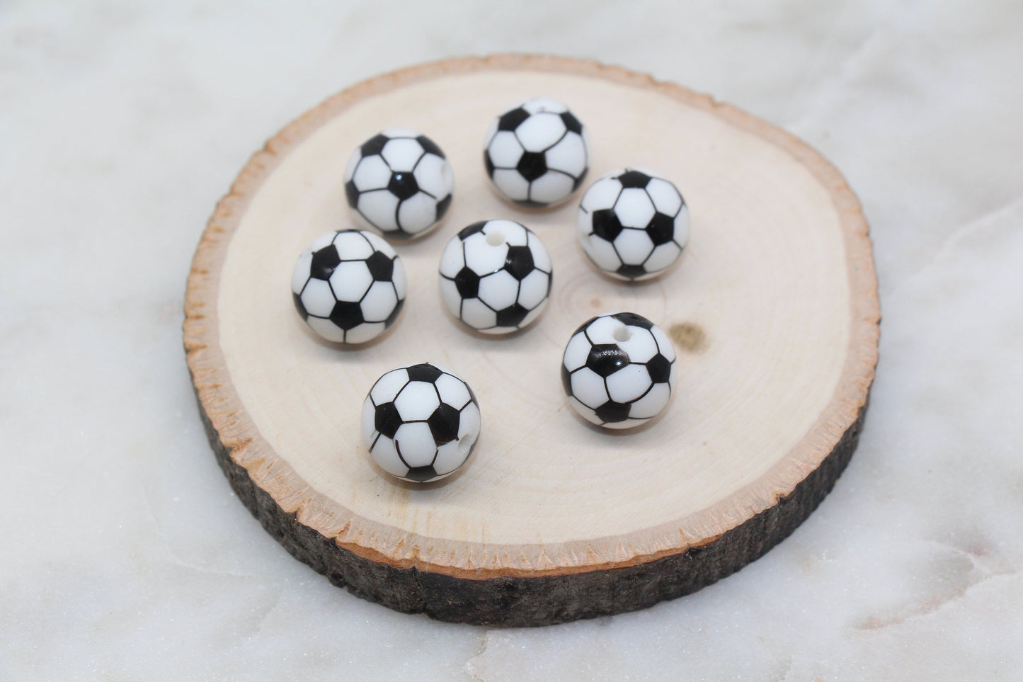 Soccer Ball Silicone Beads, Sports Print Silicone Beads, Round Sports Ball Beads, Chunky Beads, Silicone Beads #248
