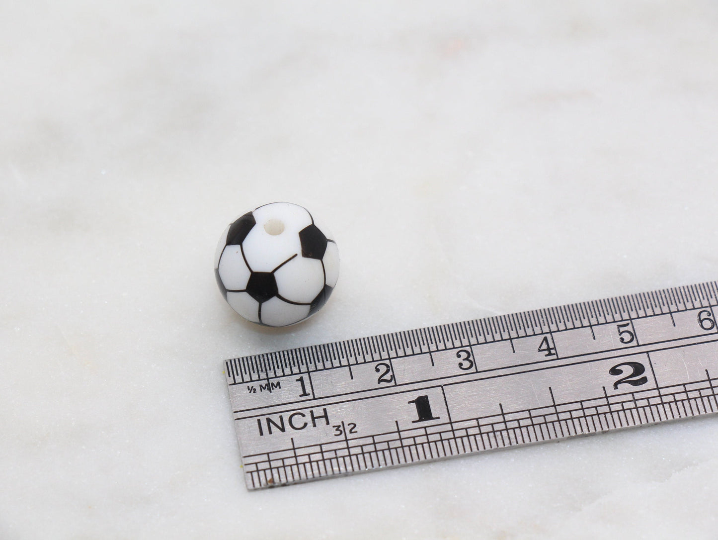 Soccer Ball Silicone Beads, Sports Print Silicone Beads, Round Sports Ball Beads, Chunky Beads, Silicone Beads #248