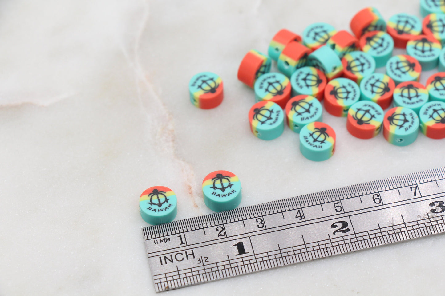 Hawaii Polymer Clay Beads, Sea Turtle Clay Beads, Jewelry Beading Supplies #255