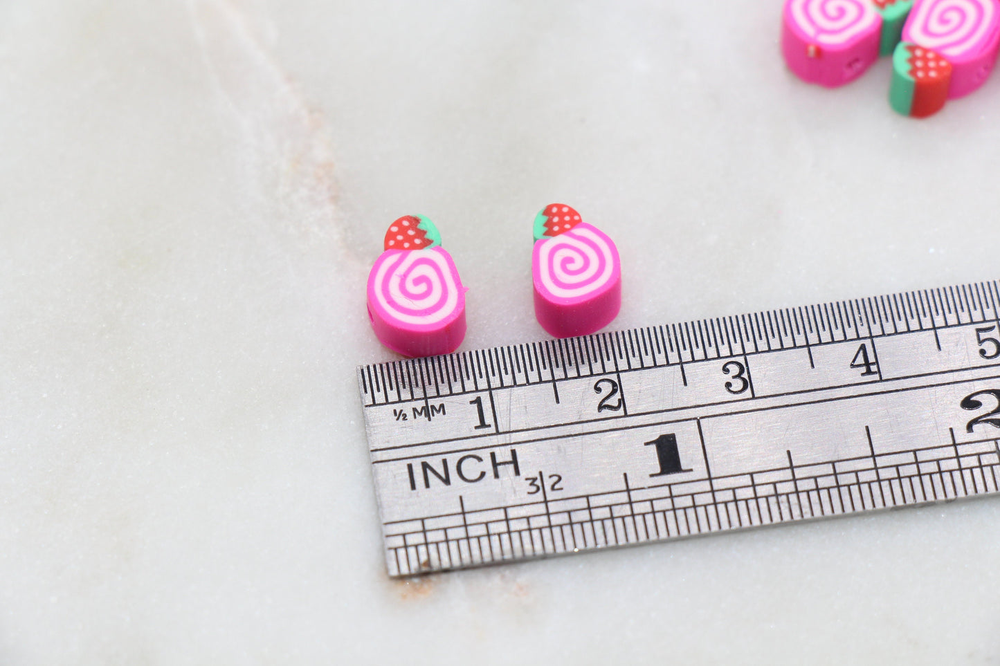 Strawberry Cake Clay Beads, Swirl Cake Polymer Clay Beads, Jewelry Beads, Bead for Bracelet #271