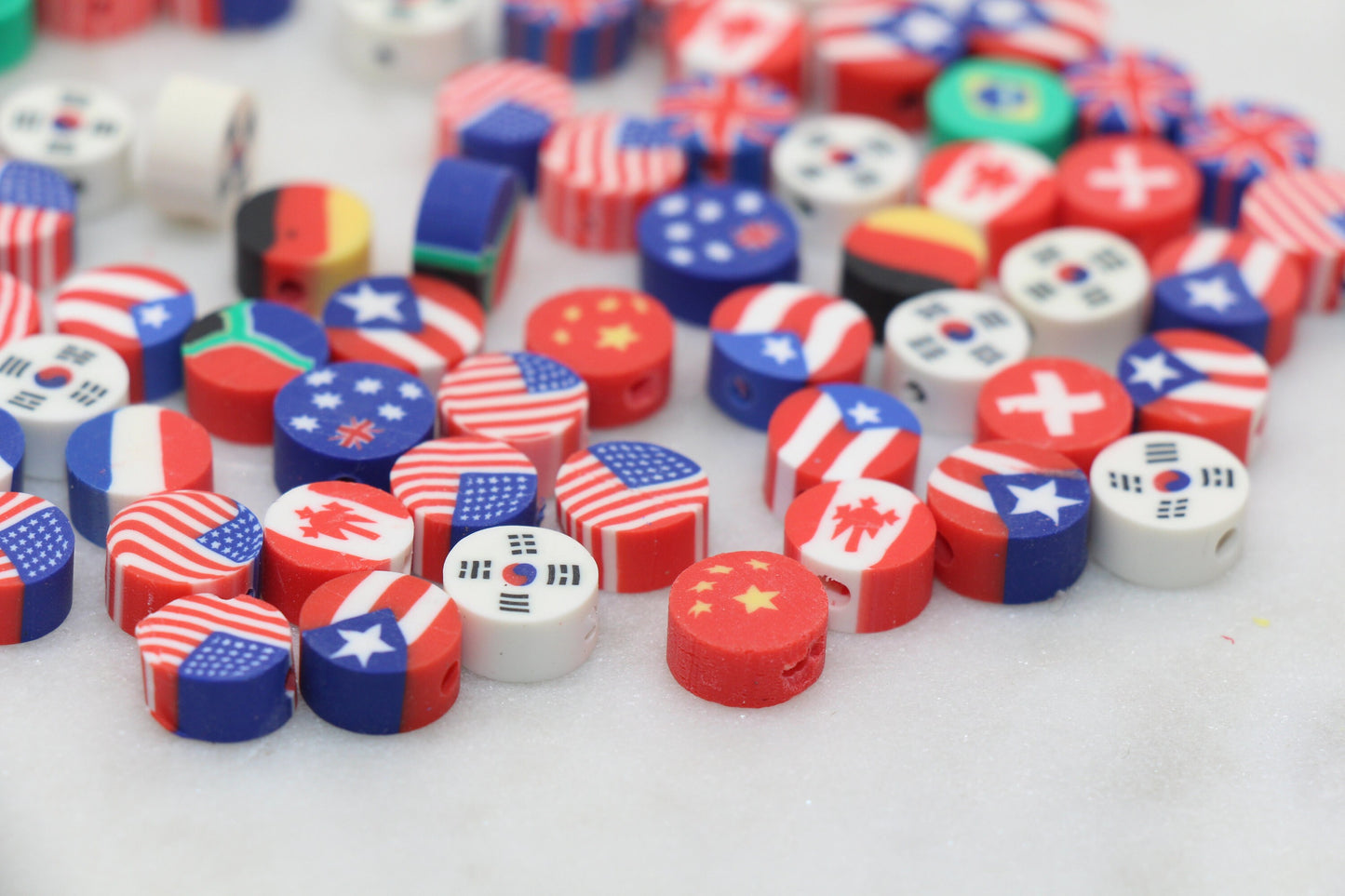 National Flag Clay Beads, Countries Flag Polymer Clay Beads, Round Clay Beads, Jewelry Beads, Bead for Bracelet #259