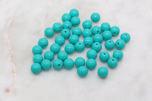 10mm Dark Turquoise Gumball Beads, Round Acrylic Loose Beads, Bubblegum Beads, Chunky Beads, Gumball Beads, Smooth Plastic Round Beads #821