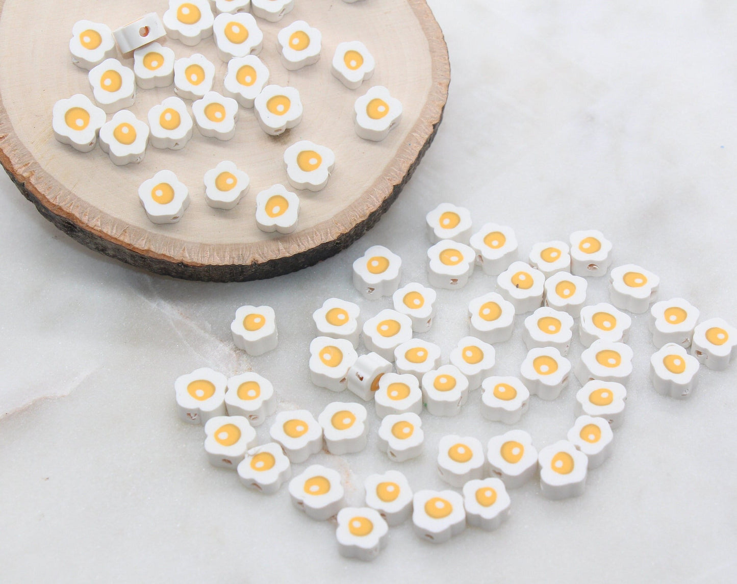 Egg Polymer Clay Beads, Kawaii Fried Egg Clay Beads, Fake Food Clay Beads, Jewelry Beads, Beads for Bracelet #282
