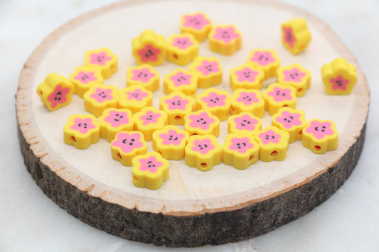 Smiley Face Star Shape Polymer Clay Beads, Star Happy Face Fimo Cane Beads, Happy Face Emoji Beads, Jewelry Beads, Bead for Bracelet #283