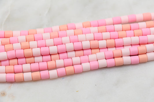 6mm Wide Column Chunky Polymer Clay Beads, Multicolor Heishi Spacer Beads, Clay Tube Beads, Barrel Beads Heishi Beads #248