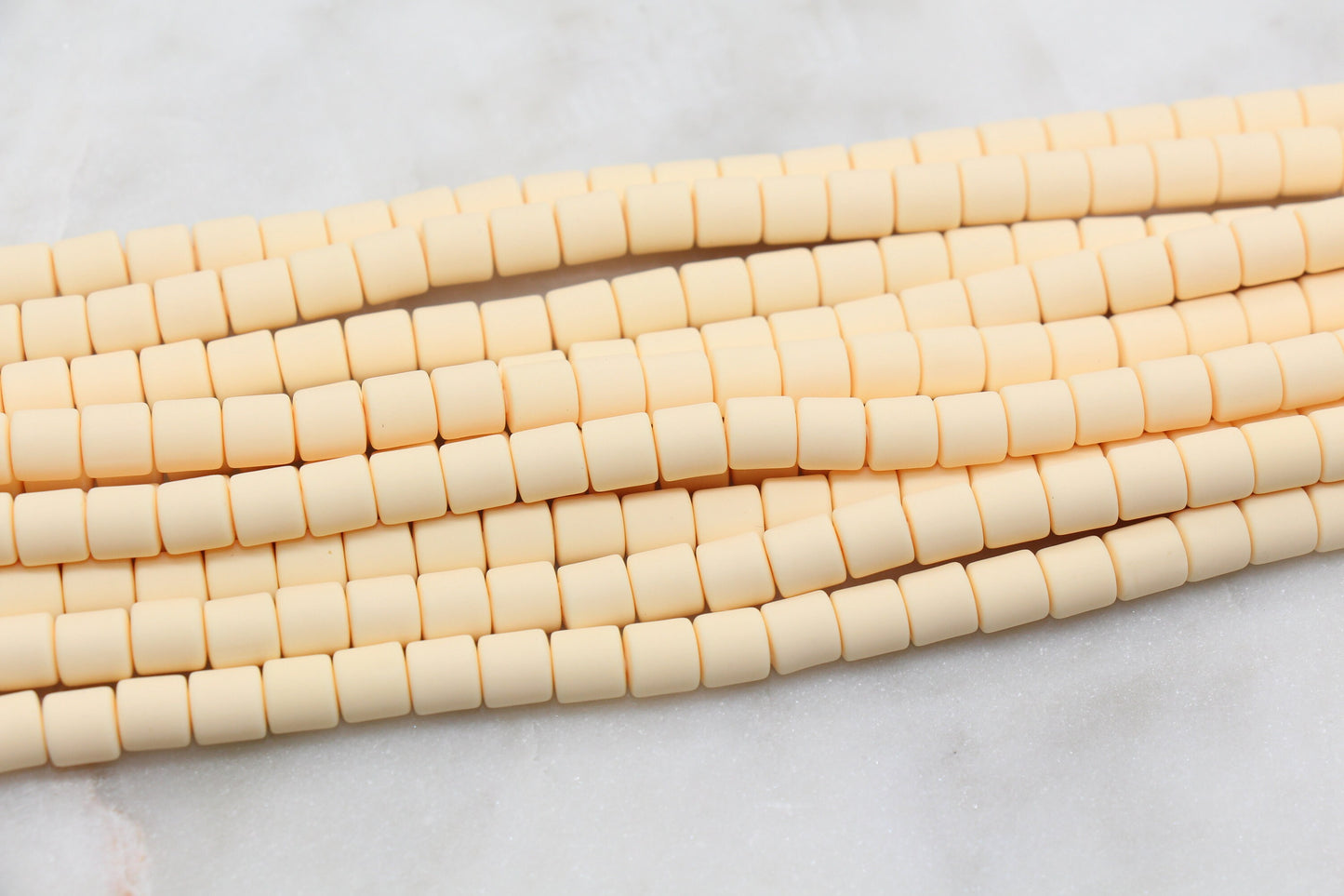 6mm Wide Column Chunky Polymer Clay Beads, Creamy Vanilla Heishi Spacer Beads, Clay Tube Beads, Barrel Beads Heishi Beads #461