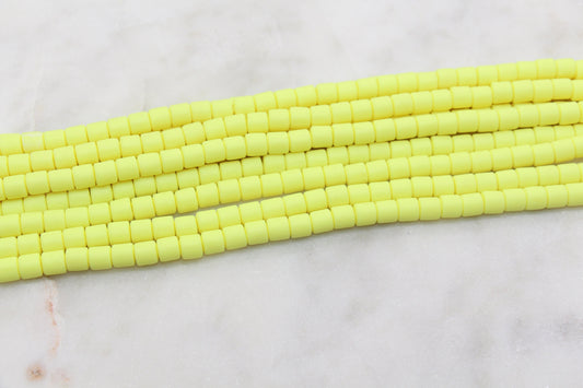 6mm Wide Column Chunky Polymer Clay Beads, Lemon Yellow Heishi Spacer Beads, Clay Tube Beads, Barrel Beads Heishi Beads #462