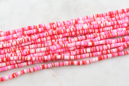 4mm Multicolored Heishi Beads, Multicolored Polymer Clay Disc Beads, Rainbow African Disc Beads, Vinyl Heishi, 16 inch Strand #161