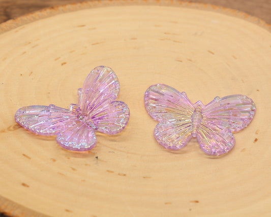 Purple Large Butterfly Pendants, Iridescent Butterfly Pendants, AB Transparent Acrylic Butterfly, Jewelry Making #2650