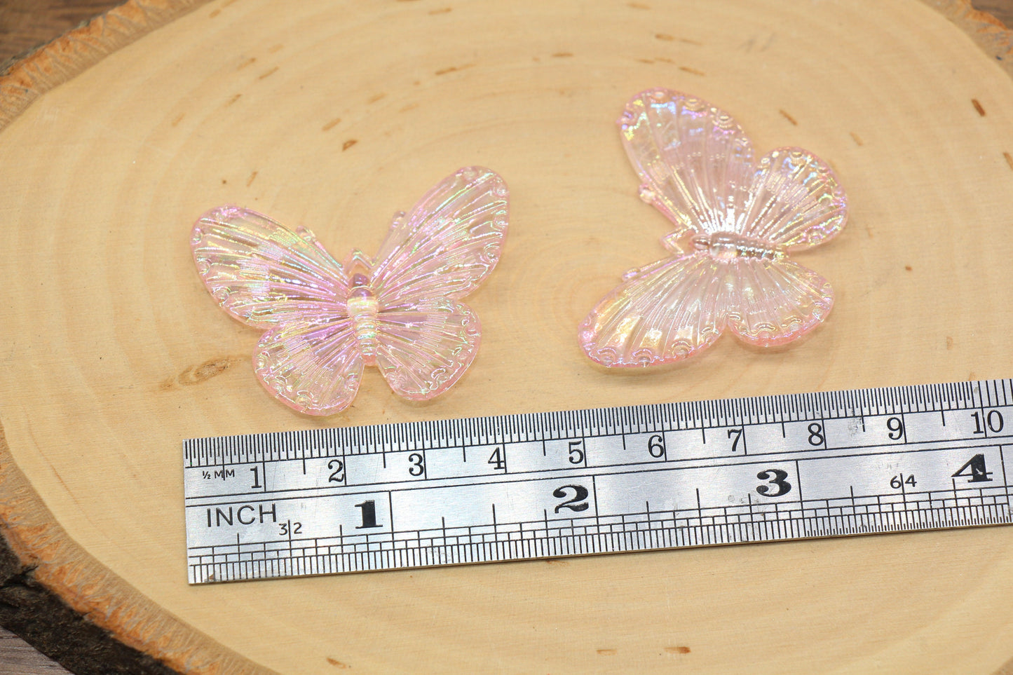 Pink Large Butterfly Pendants, Iridescent Butterfly Pendants, AB Transparent Acrylic Butterfly, Jewelry Making #2652