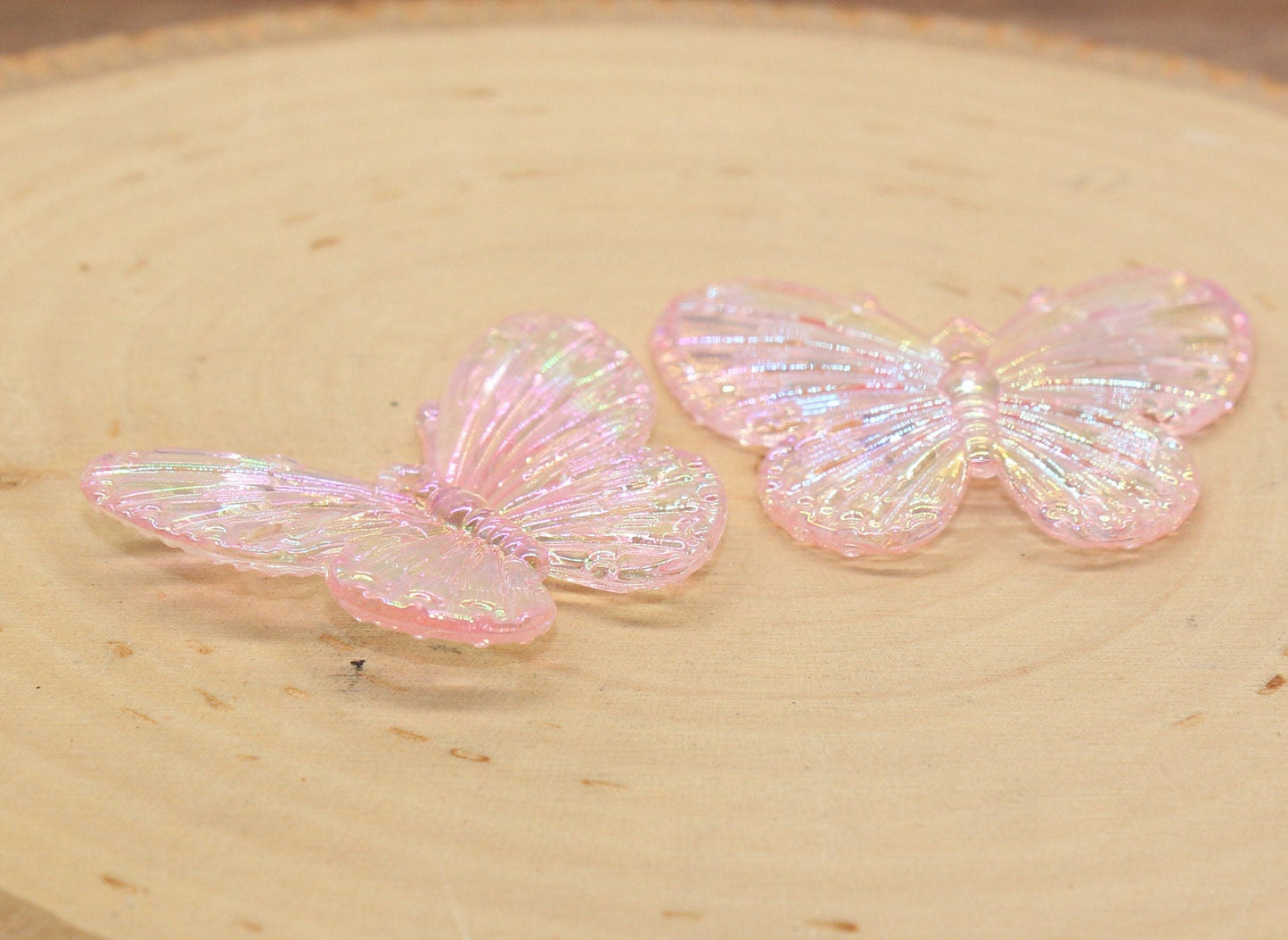 Pink Large Butterfly Pendants, Iridescent Butterfly Pendants, AB Transparent Acrylic Butterfly, Jewelry Making #2652