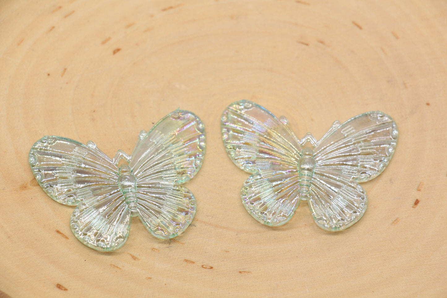 Green Large Butterfly Pendants, Iridescent Butterfly Pendants, AB Transparent Acrylic Butterfly, Jewelry Making #2653