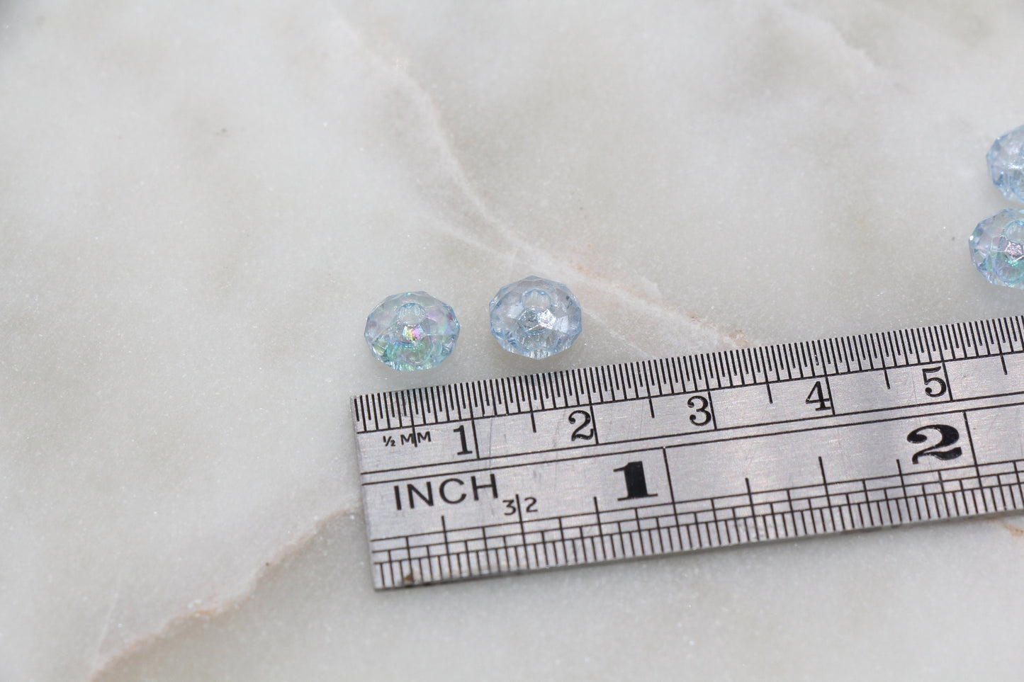 8mm Blue Rondelle Beads, Iridescent Faceted Acrylic Loose Beads, Bubblegum Beads, Chunky Beads, Bead for Bracelet #2656