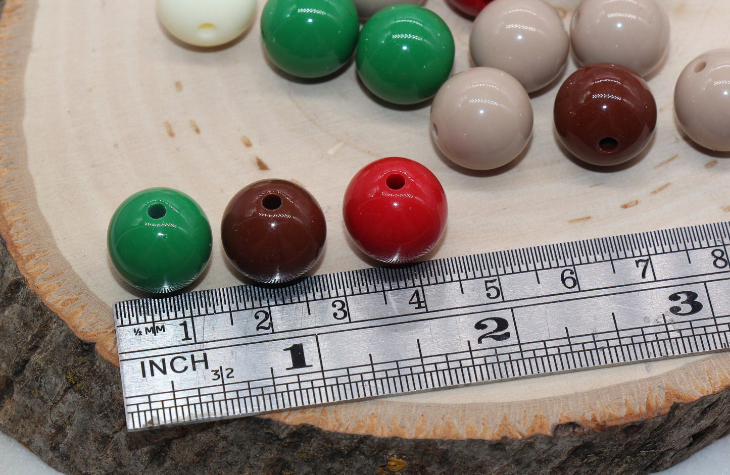 14mm Mix Round Gumball Beads, Christmas Color Acrylic Loose Beads, Multicolor Bubblegum Beads, Chunky Beads, Smooth Round Beads #2661