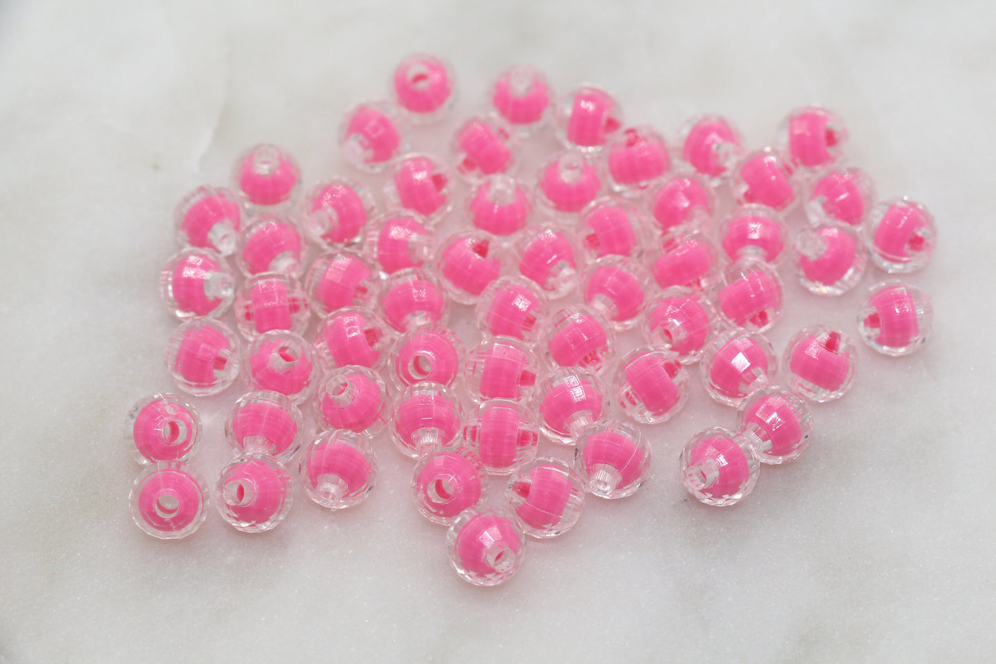 8mm Hot Pink Faceted Round Beads, Pink Acrylic Round Gumball Beads, Bubblegum Beads, Plastic Faceted Round Bead #325