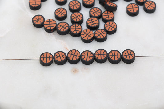 Basketball Polymer Clay Beads, Sport Ball Beads, Kawaii Basketball Clay Beads, Sport Beads, Jewelry Beads #276