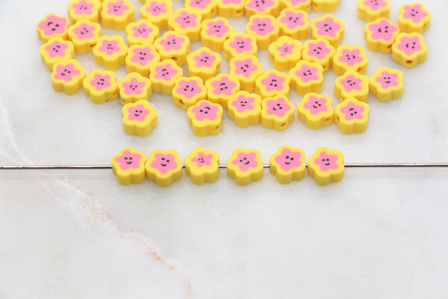 Smiley Face Star Shape Polymer Clay Beads, Star Happy Face Fimo Cane Beads, Happy Face Emoji Beads, Jewelry Beads, Bead for Bracelet #283