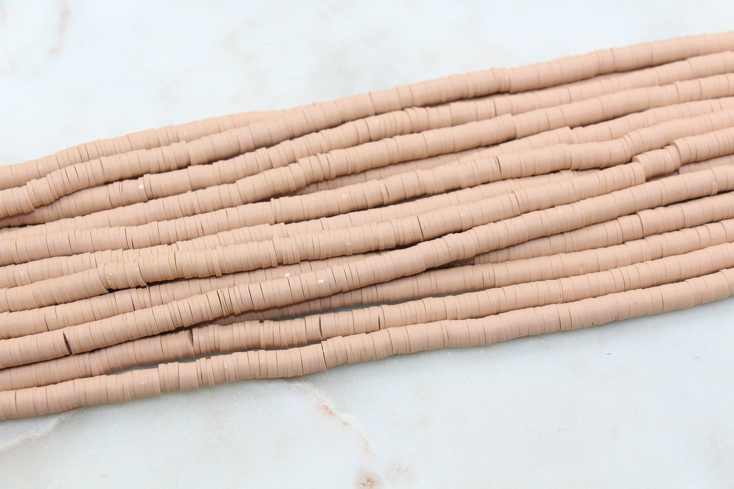 6mm Nude Brown Heishi Beads, Polymer Clay Disc Beads, African Disc Beads, Vinyl Heishi, 16 inch Strand #466