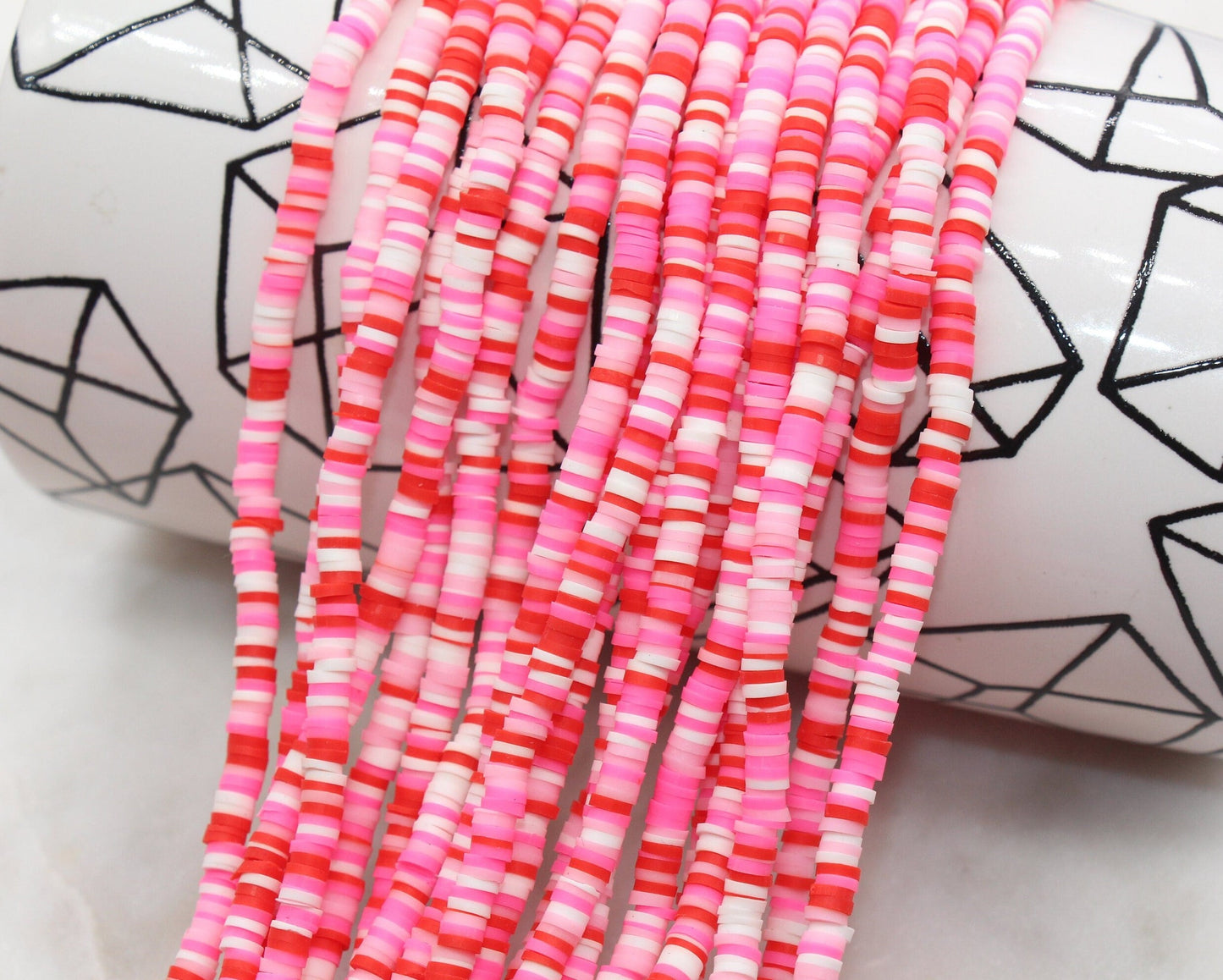 4mm Multicolored Heishi Beads, Multicolored Polymer Clay Disc Beads, Rainbow African Disc Beads, Vinyl Heishi, 16 inch Strand #161