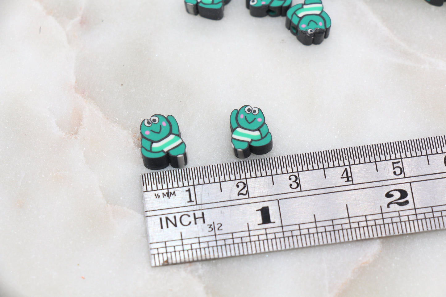 Green Frog Polymer Clay Beads, Kawaii Frog Clay Beads, Jewelry Beads, Bead for Bracelet #295