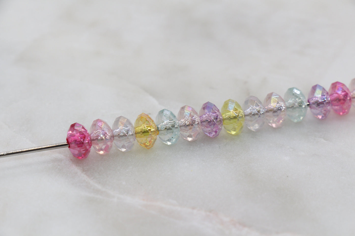 8mm Mix Rondelle Beads, Iridescent Faceted Acrylic Loose Beads, Bubblegum Beads, Chunky Beads, Bead for Bracelet #2654