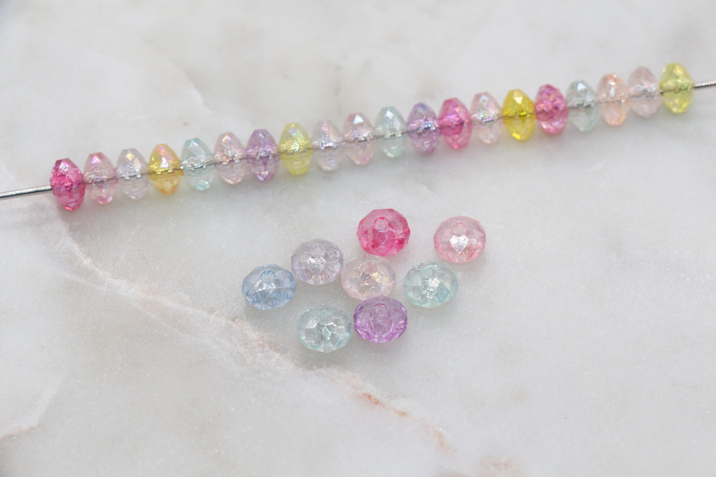8mm Mix Rondelle Beads, Iridescent Faceted Acrylic Loose Beads, Bubblegum Beads, Chunky Beads, Bead for Bracelet #2654